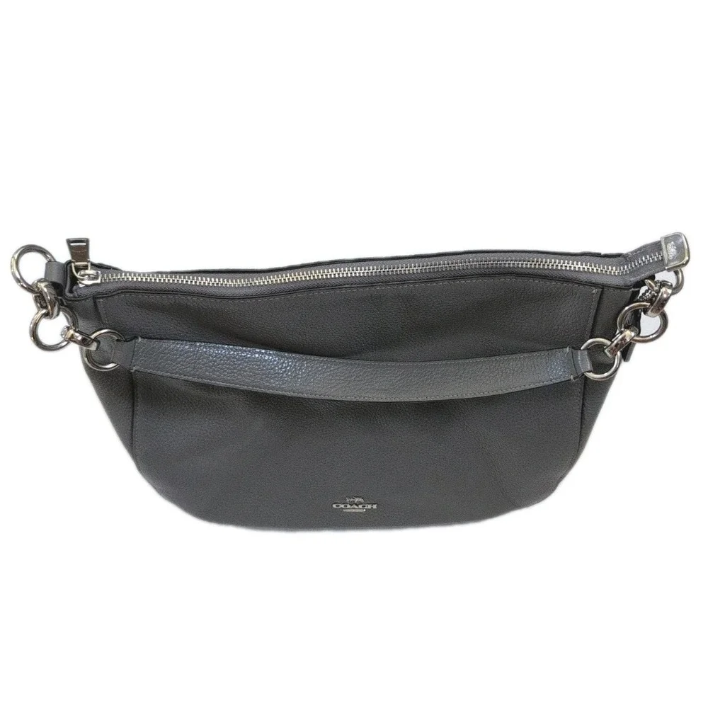 Coach Shoulder Bag Elle Hobo Heather Grey Silver Pebbled Leather Purse